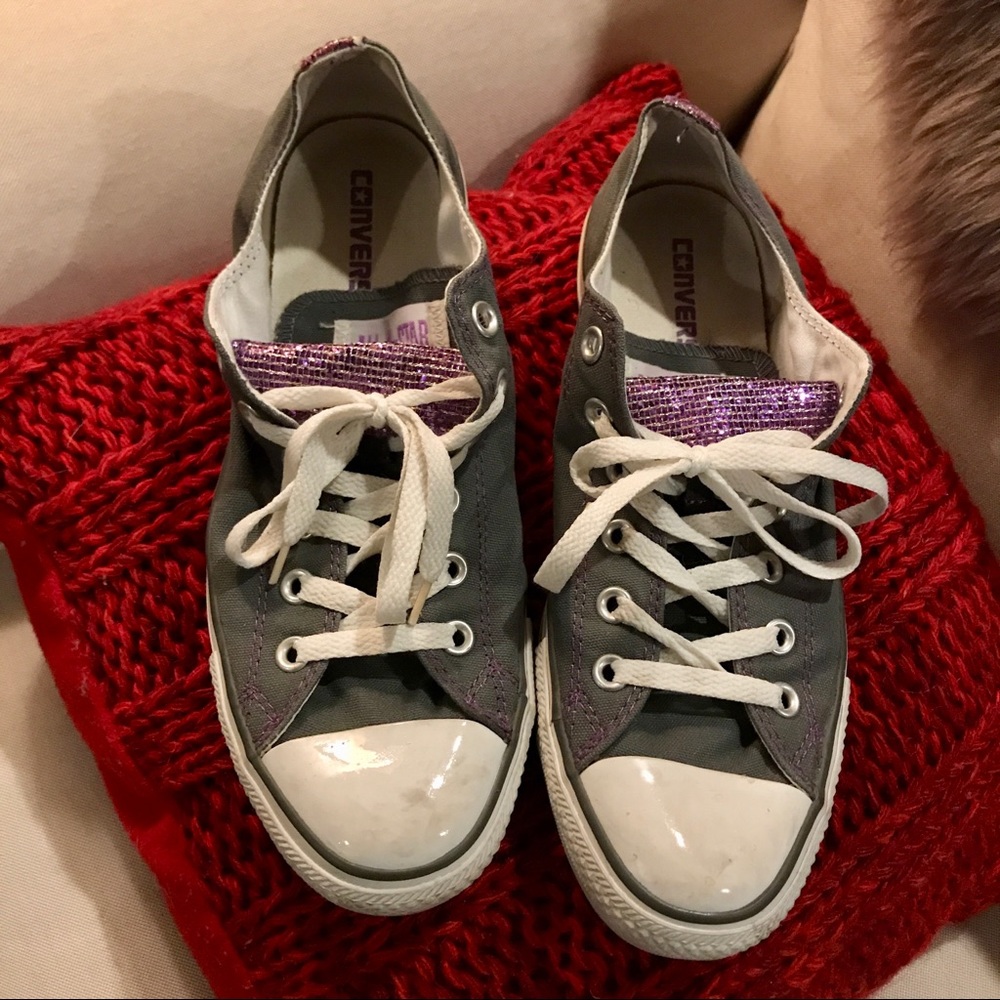 Converse Limited Edition Gray Purple Low Top Sneakers